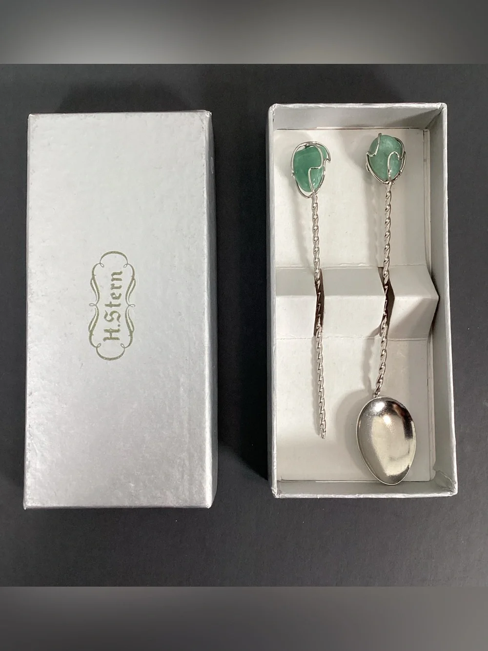 Vintage H. Stern Silver with Semi-Precious Stone Spoon & Olive Pick Bar …